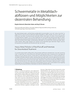 Schwermetalle in Metalldachabflüssen und Möglichkeiten zur dezentralen Behandlung
