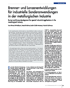 Brenner- und Lanzenentwicklungen für industrielle Sonderanwendungen in der metallurgischen Industrie