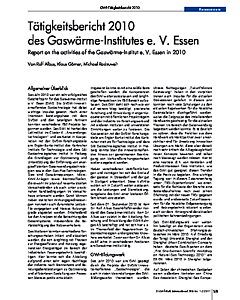 Tätigkeitsbericht 2010 des Gaswärme-Institutes e. V. Essen