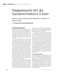 Tätigkeitsbericht 2011 des Gaswärme­Instituts e. V. Essen