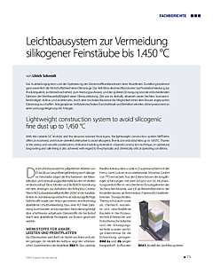 Leichtbausystem zur Vermeidung silikogener Feinstäube bis 1.450 °C