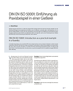 DIN EN ISO 50001: Einführung als Praxisbeispiel in einer Gießerei