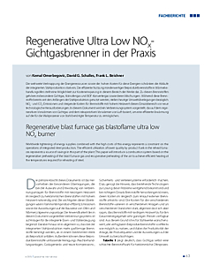 Regenerative Ultra Low NOx-Gichtgasbrenner in der Praxis