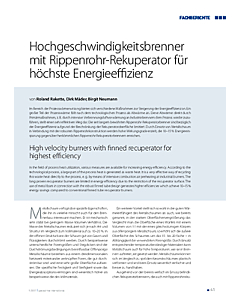 Hochgeschwindigkeitsbrenner mit Rippenrohr-Rekuperator für höchste Energieeffizienz