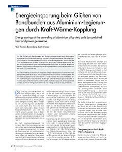 Energieeinsparung beim Glühen von Bandbunden aus Aluminium-Legierungen durch Kraft-Wärme-Kopplung