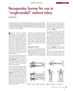 Recuperator burner for use in "single-ended" radiant tubes