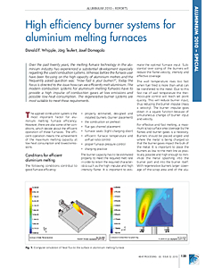 High efficiency burner systems for aluminium melting furnaces