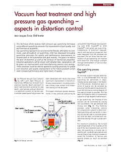Vacuum heat treatment and high pressure gas quenching - aspects in distortion control