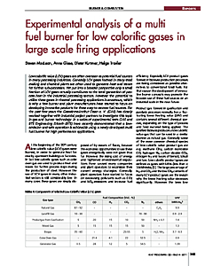 Experimental analysis of a multi fuel burner for low calorific gases in large scale firing applications