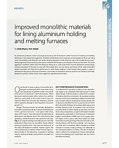 Improved monolithic materials for lining aluminium holding and melting furnaces
