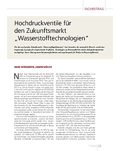 Hochdruckventile für den Zukunftsmarkt„Wasserstofftechnologien“