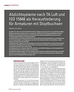 Abdichtsysteme nach TA Luft und ISO 15848 als Herausforderung für Armaturen mit Stopfbuchsen