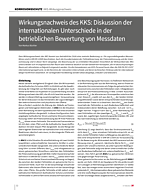 Wirkungsnachweis des KKS: Diskussion der internationalen Unterschiede in der betrieblichen Bewertung von Messdaten