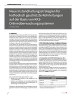 Neue Instandhaltungsstrategien für kathodisch geschützte Rohrleitungen auf der Basis von KKSOnlineüberwachungssystemen