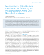 Funktionalisierte Mikrofiltrationsmembranen zur Entfernung von Mikroschadstoffen, Mikro- und Nanoplastik aus Wasser
