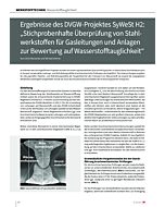 Ergebnisse des DVGW-Projektes SyWeSt H2: „Stichprobenhafte Überprüfung von Stahlwerkstoffen für Gasleitungen und Anlagen zur Bewertung auf Wasserstofftauglichkeit“