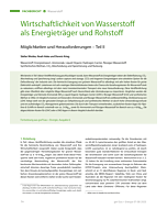 Wirtschaftlichkeit von Wasserstoff als Energieträger und Rohstoff