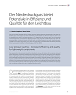 Der Niederdruckguss bietet Potenziale in Effizienz und Qualität für den Leichtbau