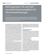 Dicht gemacht. TA Luft 2021 verschärft Nachweispflicht für Flanschverbindungen