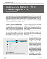 Einrichtung und Betrieb des KKS an Wasserleitungen aus Stahl