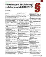 Vorstellung des Zertifizierungsverfahrens nach DIN EN 15257