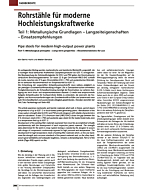 Rohrstähle für moderne Hochleistungskraftwerke Teil 1: Metallurgische Grundlagen - Langzeiteigenschaften - Einsatzempfehlungen