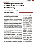 Nachhaltigkeitsbewertung von Kunststoffrohren bei der Kanalsanierung