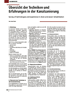 Übersicht der Techniken und Erfahrungen in der Kanalsanierung