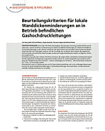 Beurteilungskriterien für lokale Wanddickenminderungen an in Betrieb befindlichen Gashochdruckleitungen