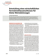 Entwicklung eines wirtschaftlichen Fernwärmehausanschlusses für kleine Wärmeleistungen