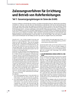 Zulassungsverfahren für Errichtung und Betrieb von Rohrfernleitungen Teil 1: Gasversorgungsleitungen im Sinne des EnWG