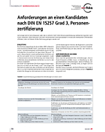 Anforderungen an einen Kandidaten nach DIN EN 15257 Grad 3, Personenzertifizierung