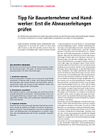 Tipp für Bauunternehmer und Handwerker: Erst die Abwasserleitungen prüfen