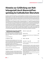 Hinweise zur Gefährdung von Rohrleitungsstahl durch Wasserstoffversprödung bei kathodischem Überschutz
