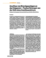 Anschluss von Bioerdgasanlagen an das Erdgasnetz - Praxiserfahrungen aus der Sicht eines Anschlussnehmers