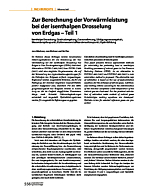 Zur Berechnung der Vorwärmleistung bei der isenthalpen Drosselung von Erdgas - Teil 1