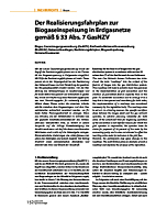 Der Realisierungsfahrplan zur Biogaseinspeisung in Erdgasnetze gemäß § 33 Abs. 7 GasNZV