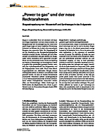 "Power to gas" und der neue Rechtsrahmen