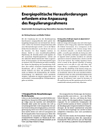 Energiepolitische Herausforderungen erfordern eine Anpassung des Regulierungsrahmens