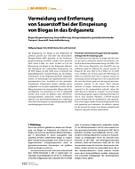 Vermeidung und Entfernung von Sauerstoff bei der Einspeisung von Biogas in das Erdgasnetz