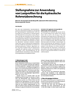 Stellungnahme zur Anwendung von Lastprofilen für die hydraulische Rohrnetzberechnung