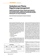 Gedanken zum Thema Regulierungsmanagement