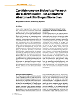 Zertifizierung von Biokraftstoffen nach der Biokraft-NachV – Ein alternativer Absatzmarkt für Biogas/Biomethan