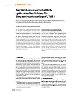 Zur Wahl eines wirtschaftlich optimalen Verdichters für Biogaseinspeiseanlagen1, Teil 1