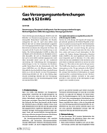 Gas-Versorgungsunterbrechungen nach § 52 EnWG