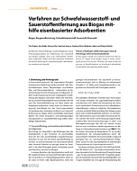 Verfahren zur Schwefelwasserstoff- und Sauerstoffentfernung aus Biogas mithilfe eisenbasierter Adsorbentien