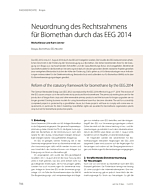 Neuordnung des Rechtsrahmens für Biomethan durch das EEG 2014