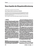 Neue Aspekte der Biogaskonditionierung