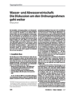 Wasser- und Abwasserwirtschaft:Die Diskussion um den Ordnungsrahmen geht weiter