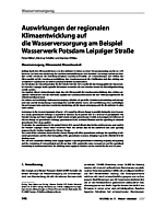 Auswirkungen der regionalen Klimaentwicklung auf die Wasserversorgung am Beispiel Wasserwerk Potsdam Leipziger Straße